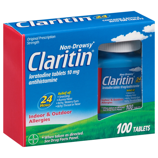 Image for Claritin Indoor & Outdoor Allergies, Original Prescription Strength, 10 mg, Non-Drowsy, Tablets,100ea from Service Drug
