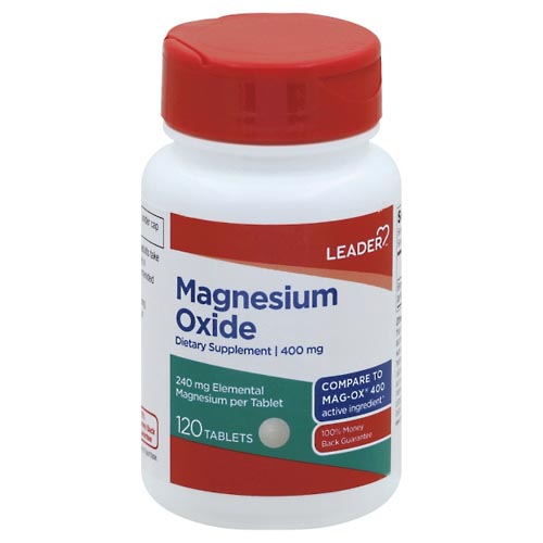 Image for Leader Magnesium Oxide, 400 mg, Tablets,120ea from Service Drug