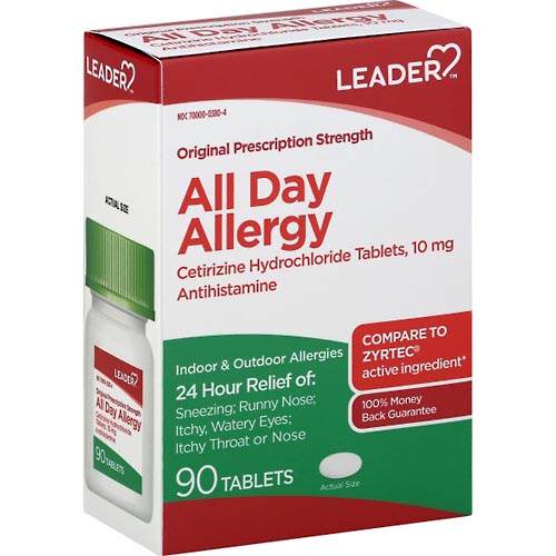 Image for Leader All Day Allergy Relief, 24 Hr,Original, Tablet,90ea from Service Drug